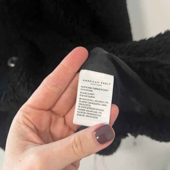 American Eagle Black Fuzzy Teddy Coat Size XXL - Picture 5 of 6